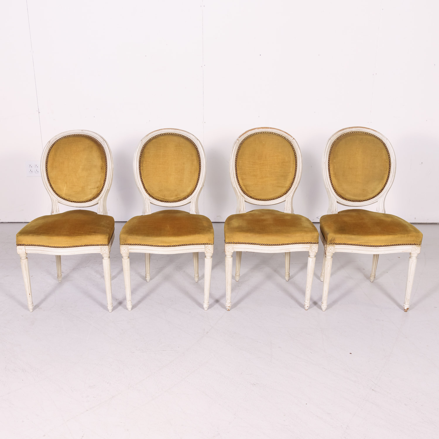 Set of 4 Antique French Louis XVI Painted Chairs