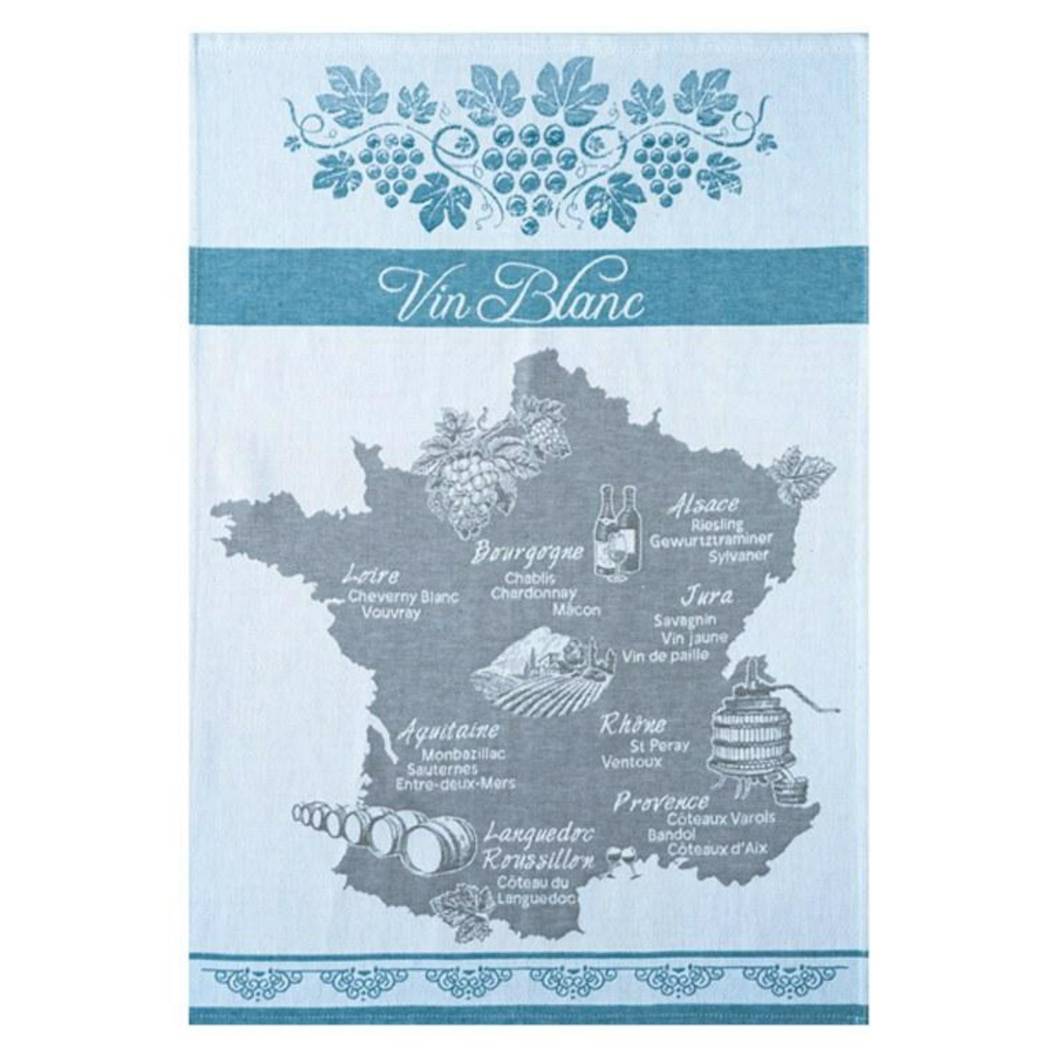 Coucke French Cotton Jacquard Towel, Le Anes, 20-Inches by 30-Inches, 100% Cotton
